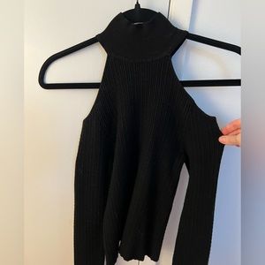 ZARA ribbed knit turtle neck shoulder cut out sweater